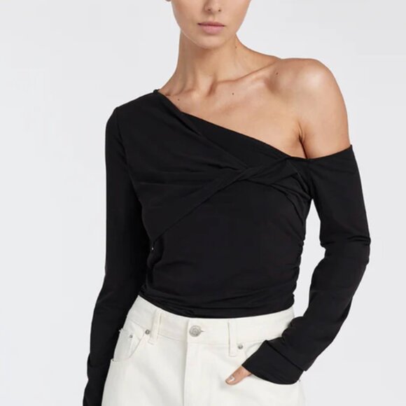 Dissh Denver Off the Shoulder Top in Washed Black Size Large - Picture 2 of 5